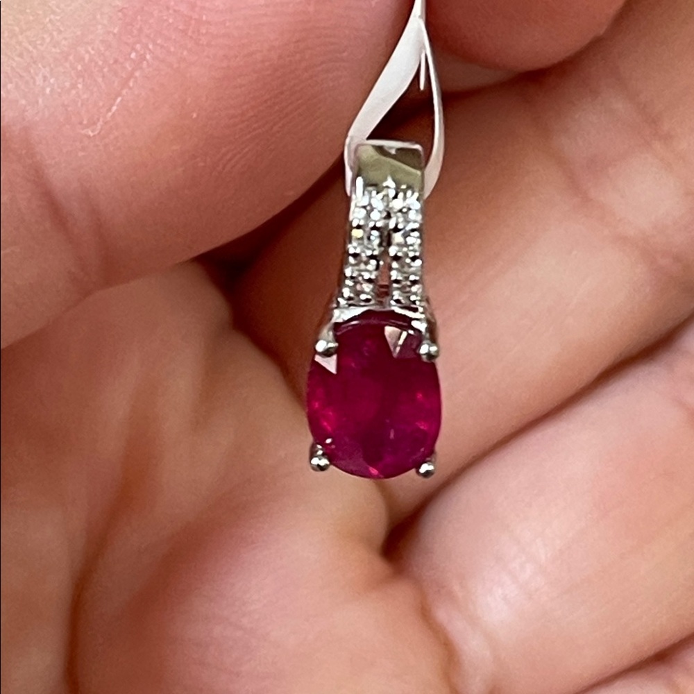 Natural Red Ruby 925 Sterling Silver Pendant
